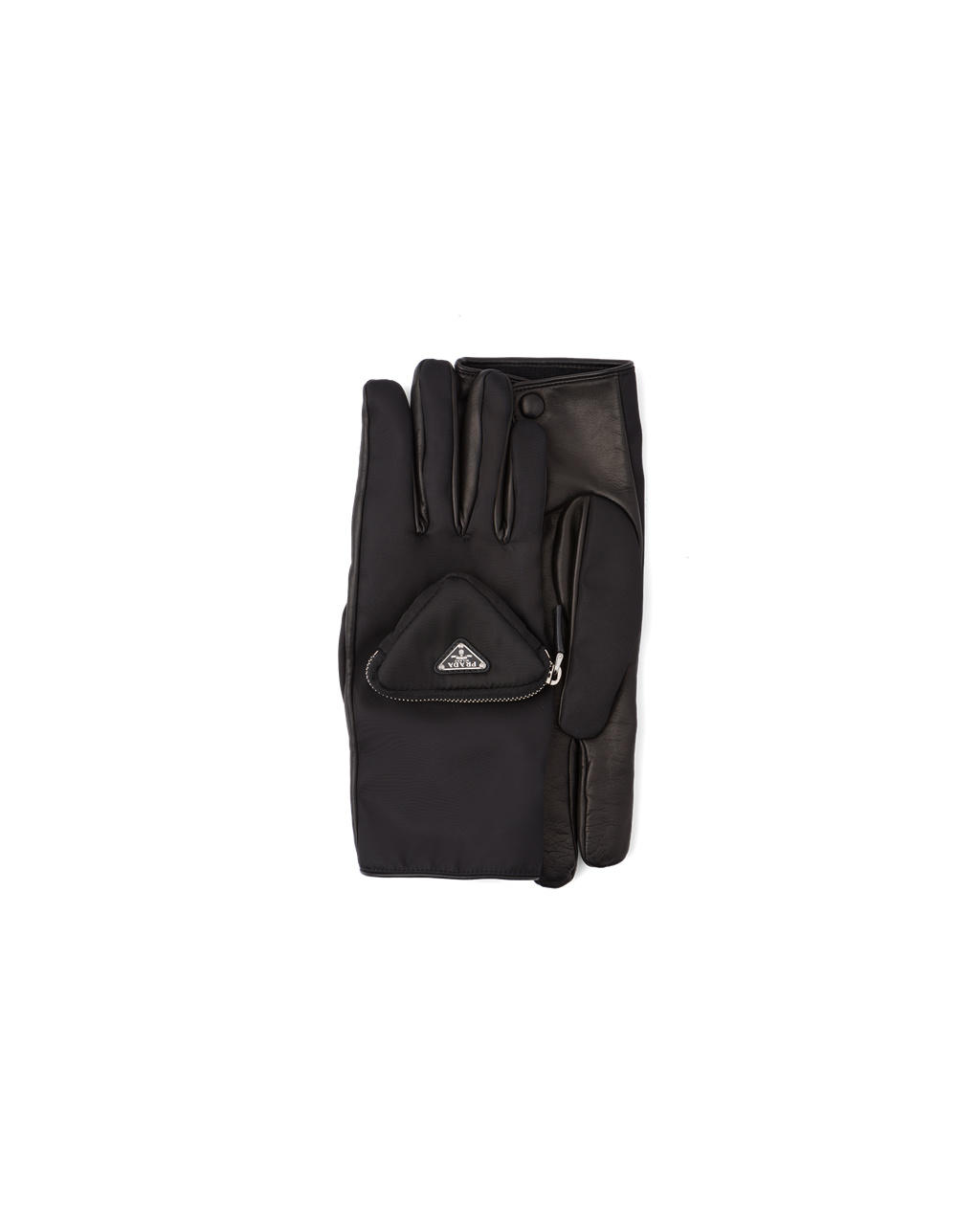 Prada Re-nylon And Napa Cuero Gloves Negras | 12468-UQVE