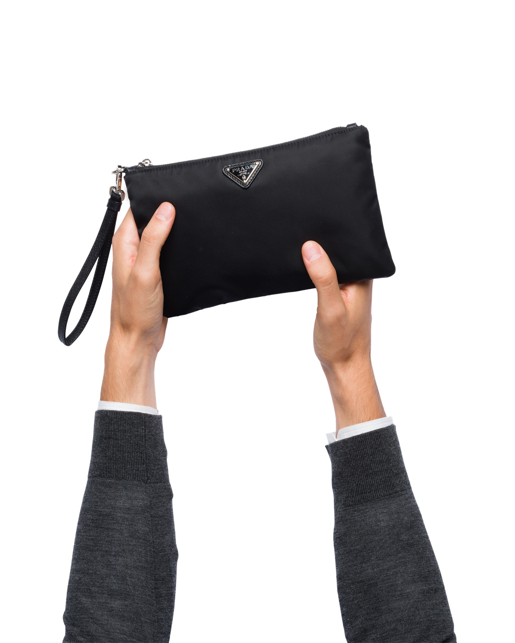 Prada Re-nylon And Saffiano Cuero Pouch Negras | 39816-UTMI