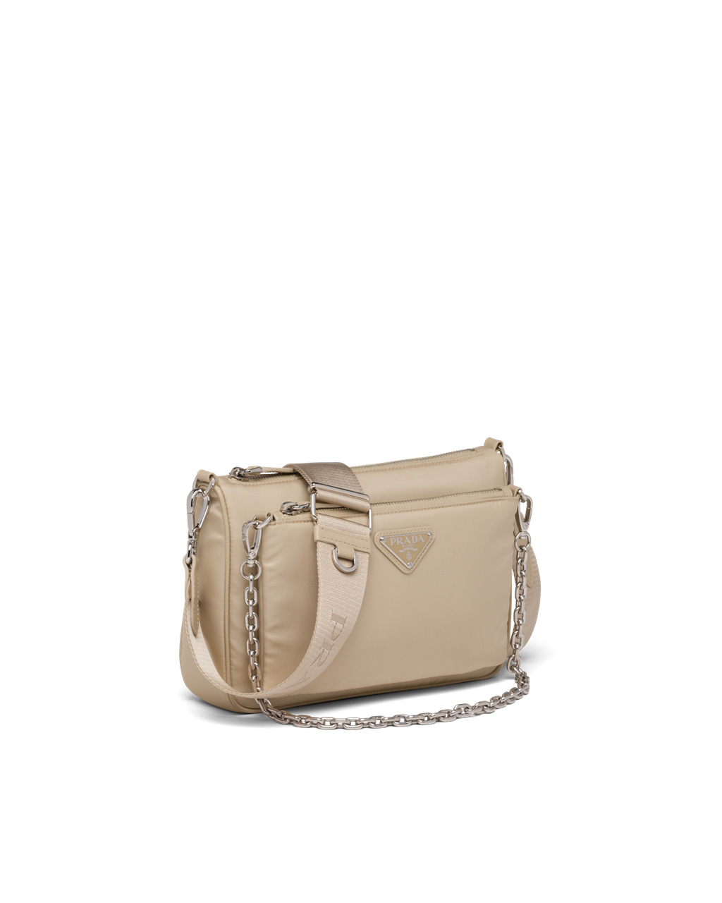 Prada Re-nylon And Saffiano Cuero Shoulder Bag Beige | 57421-ZUOA