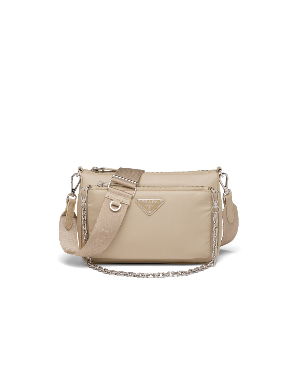 Prada Re-nylon And Saffiano Cuero Shoulder Bag Beige | 57421-ZUOA