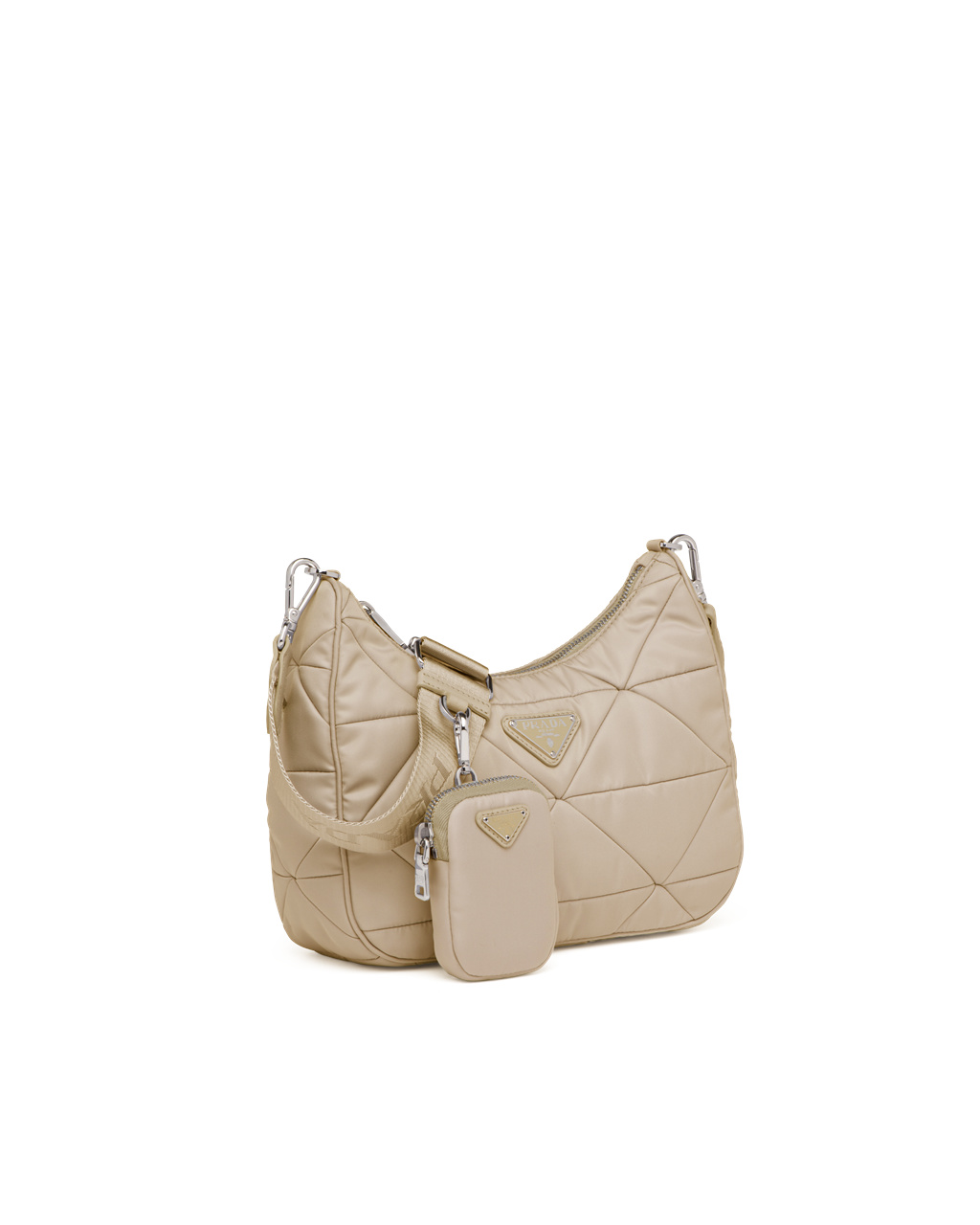 Prada Re-nylon Padded Hobo Bag Beige | 14395-QAUC