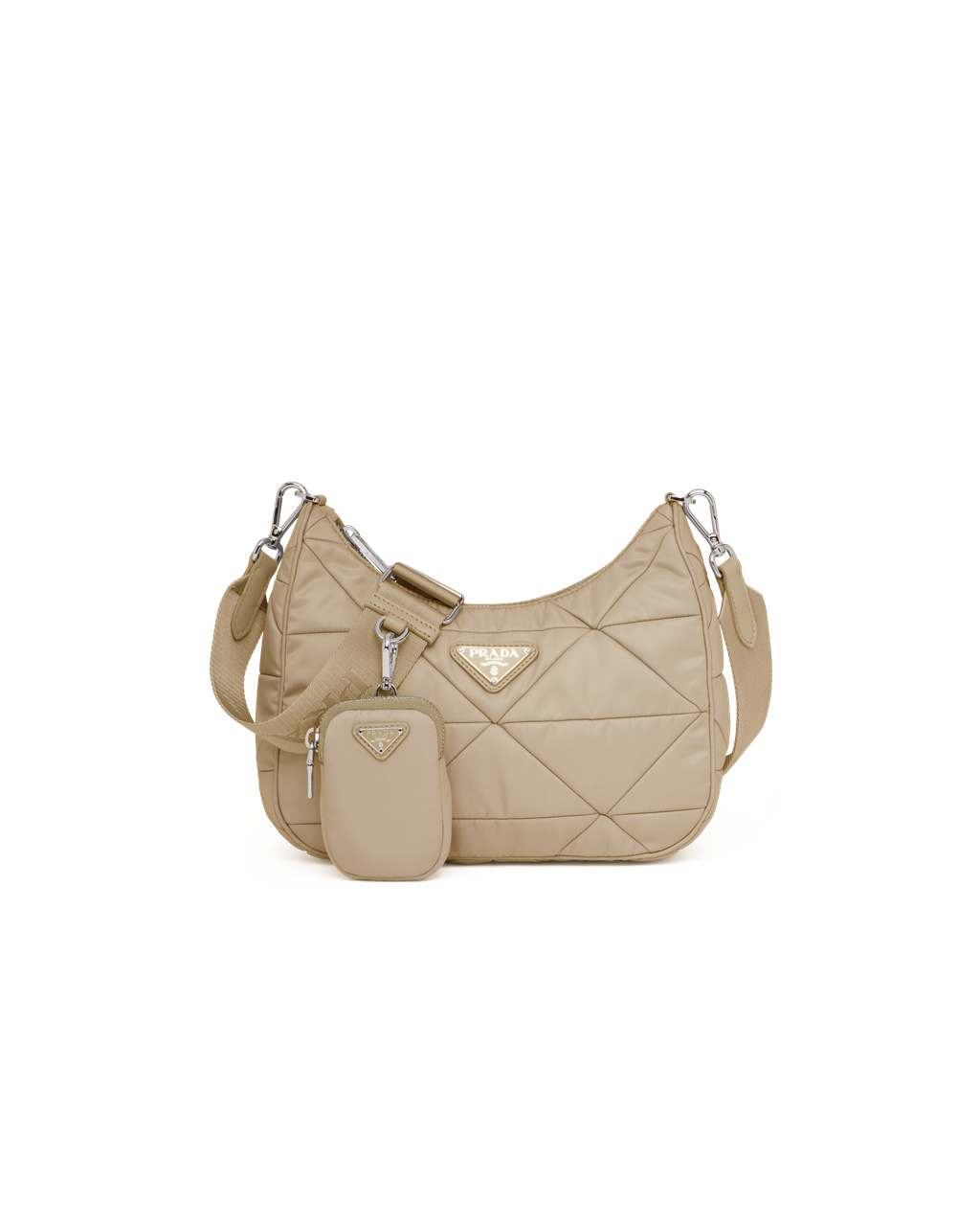 Prada Re-nylon Padded Hobo Bag Beige | 14395-QAUC