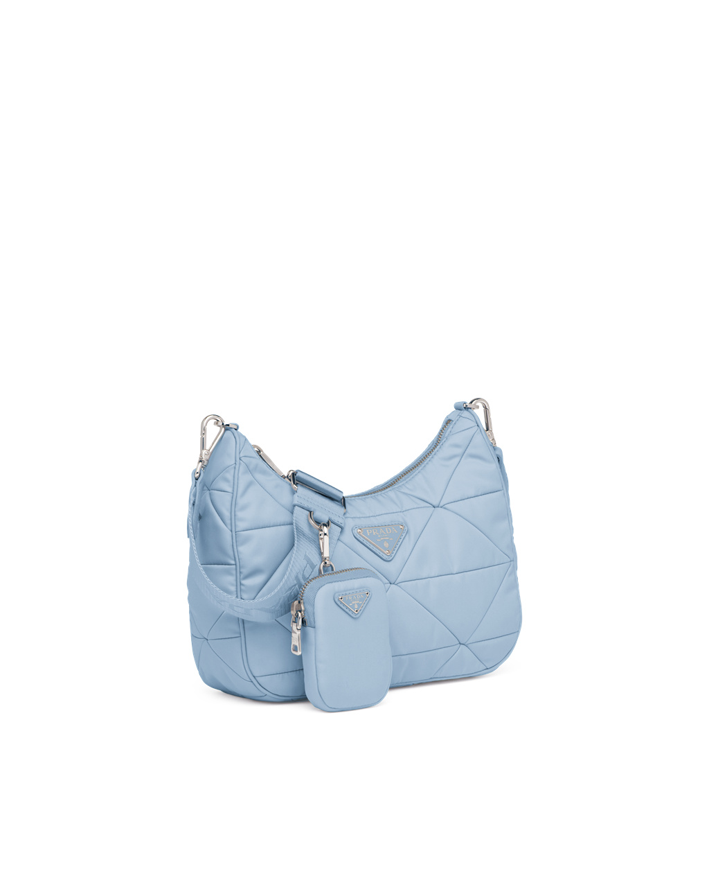 Prada Re-nylon Padded Hobo Bag Celeste | 63542-ADZX