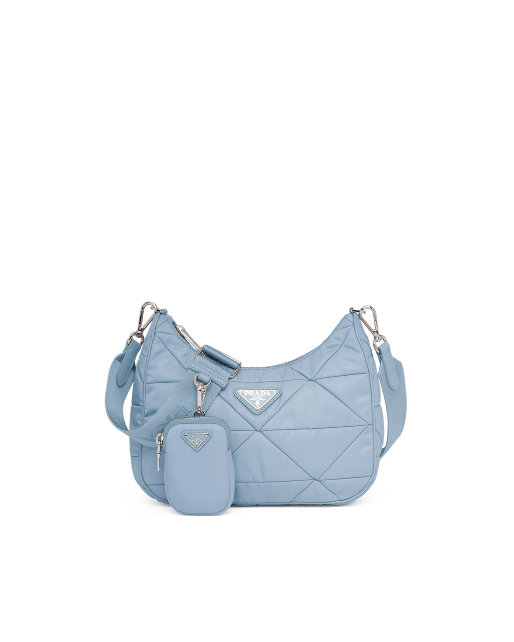 Prada Re-nylon Padded Hobo Bag Celeste | 63542-ADZX