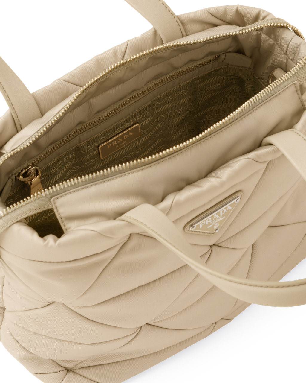 Prada Re-nylon Padded Tote Bag Beige | 72859-IZPF