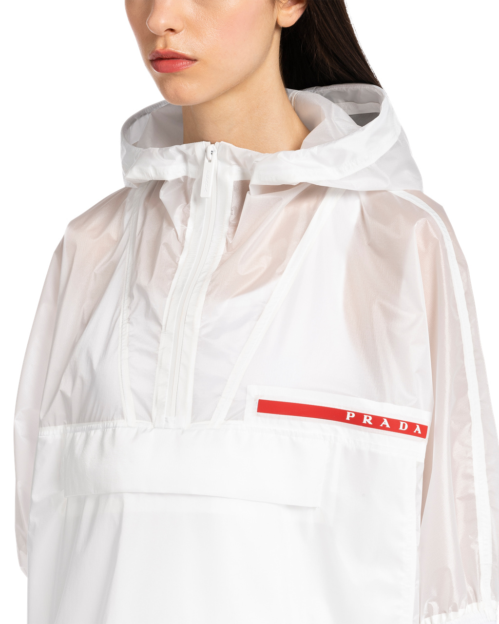 Prada Ripstop Encapuchado Raincoat Blancas | 73906-QDTY