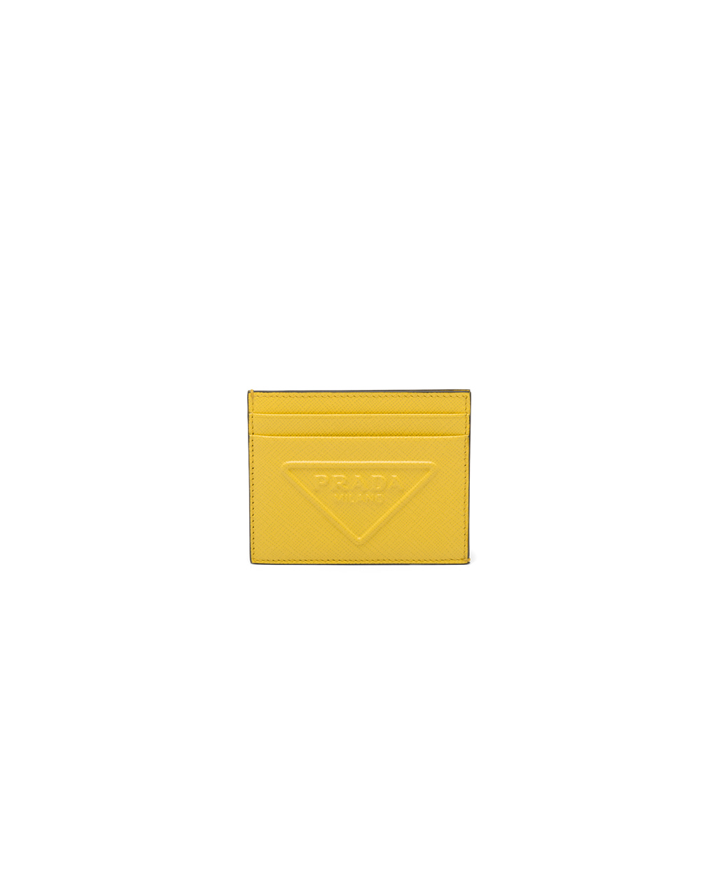 Prada Saffiano Cuero Card Holder Amarillo | 93754-RONG