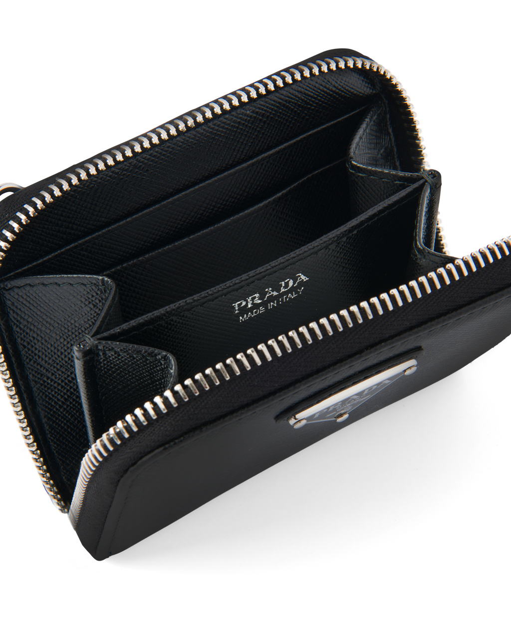 Prada Saffiano Cuero Card Holder Negras | 80734-IVPS