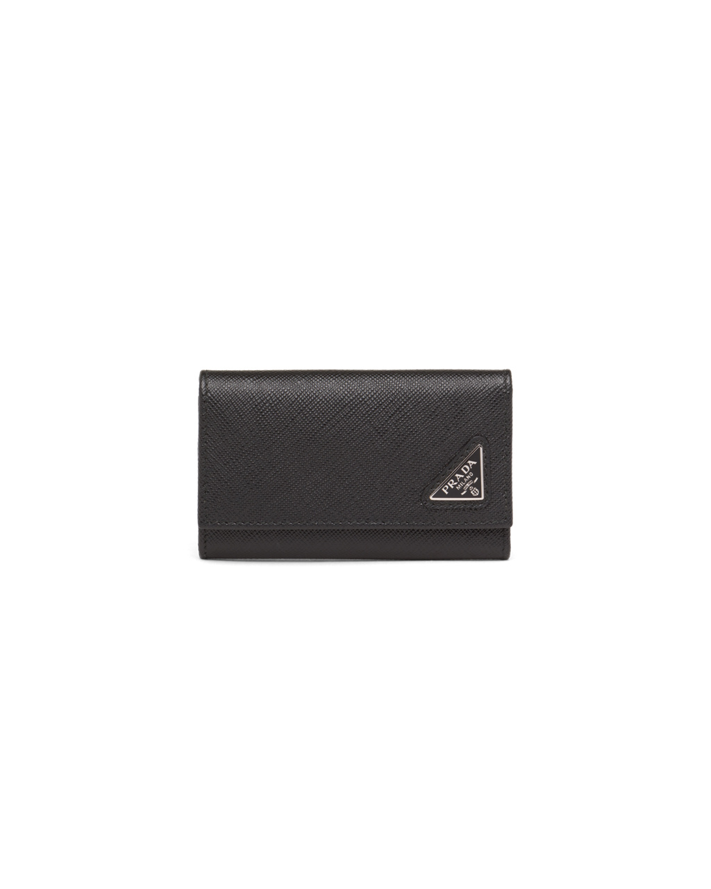 Prada Saffiano Cuero Key Case Negras | 08164-FURJ