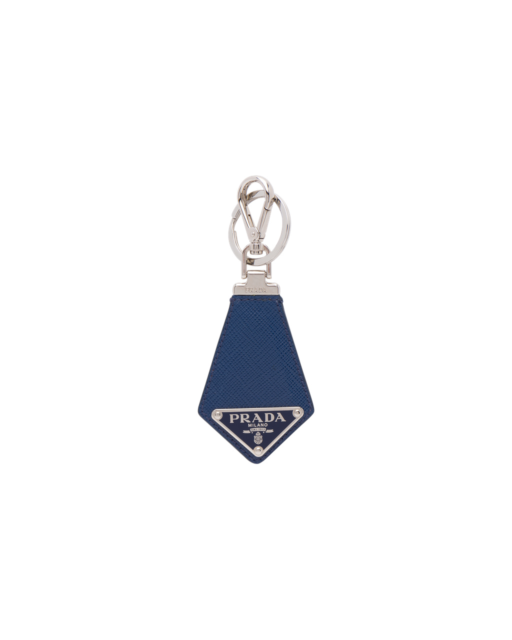 Prada Saffiano Cuero Keychain Bluette | 34965-NFPA