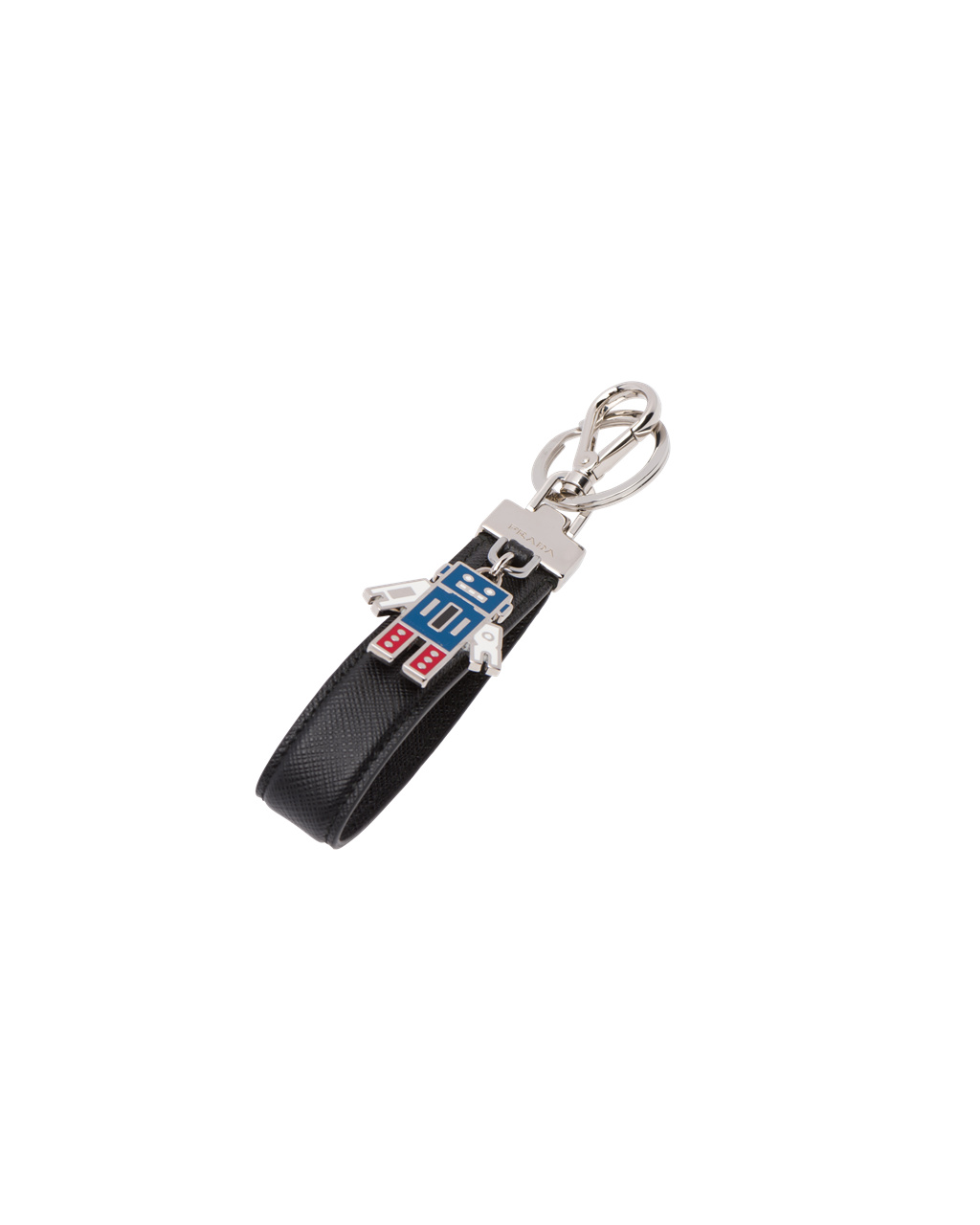 Prada Saffiano Cuero Keychain Negras | 05392-FGRT