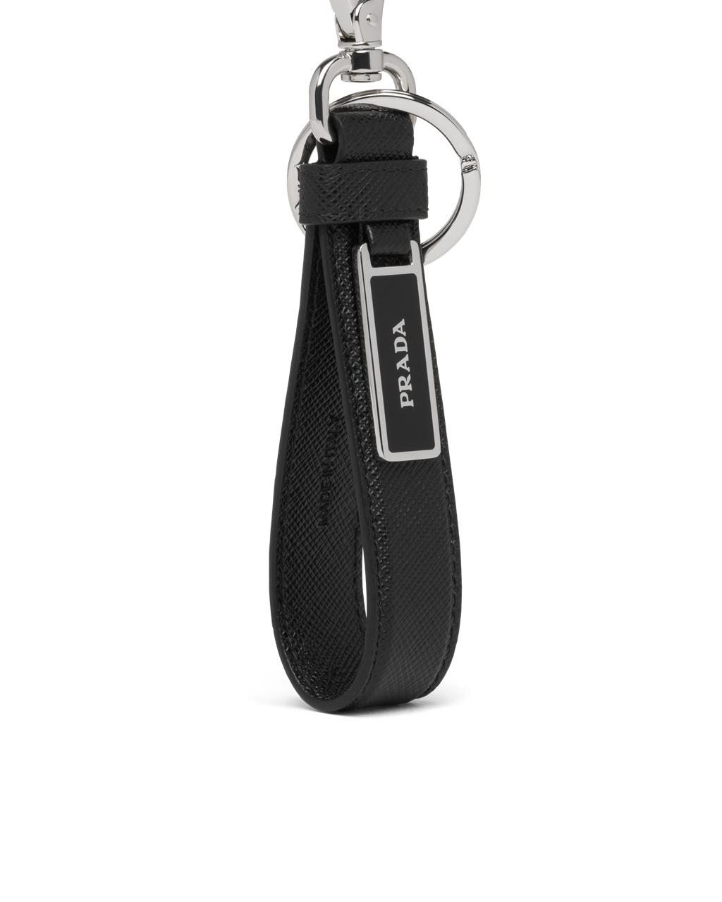 Prada Saffiano Cuero Keychain Negras | 89245-CUTD