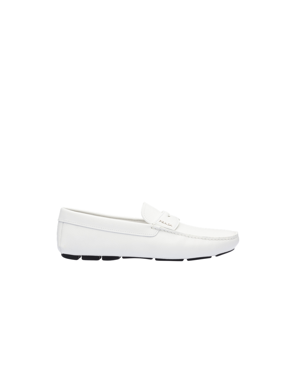 Prada Saffiano Cuero Loafers Blancas | 10572-UBZM