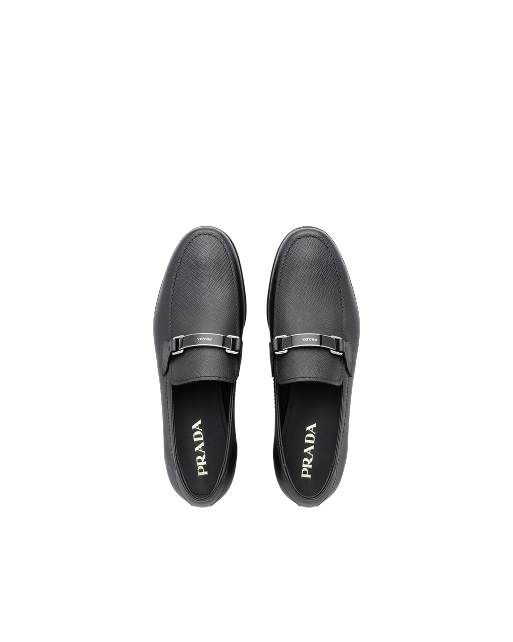 Prada Saffiano Cuero Loafers Negras | 58697-PODV