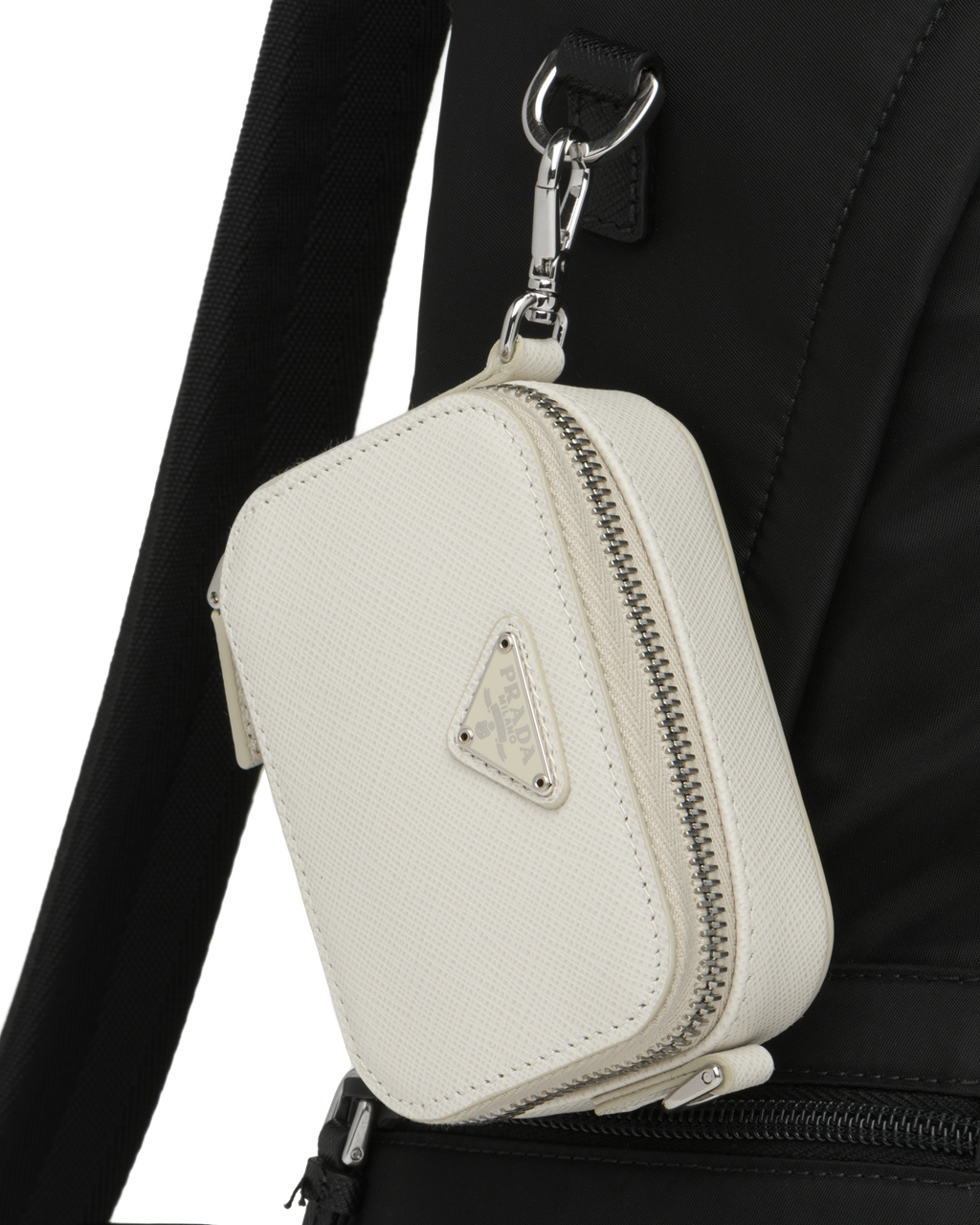 Prada Saffiano Cuero Mini Pouch Blancas | 18607-VCGH