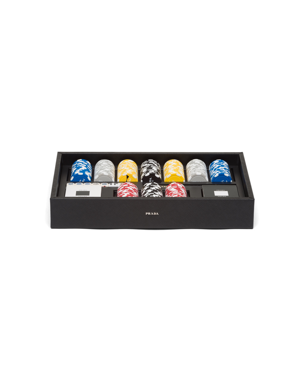 Prada Saffiano Cuero Poker Set Negras | 98762-BLRU