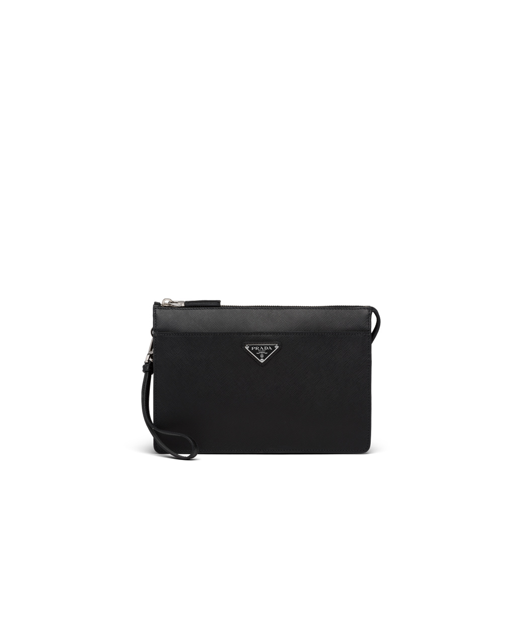 Prada Saffiano Cuero Pouch Negras | 13974-TNPL