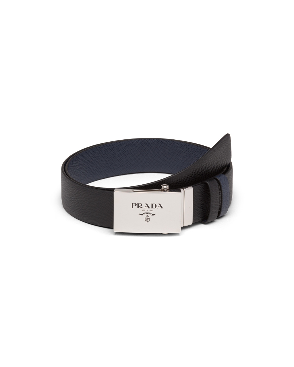 Prada Saffiano Cuero Reversible Belt Negras Azules | 02384-WHBE