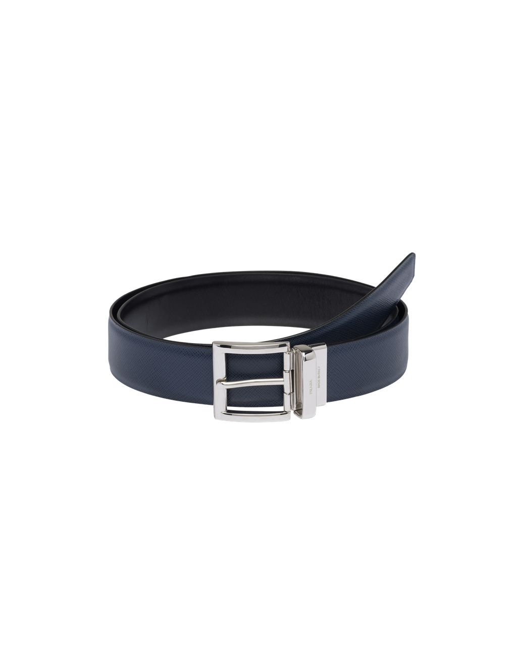 Prada Saffiano Cuero Reversible Belt Negras Azules | 26304-UOJI