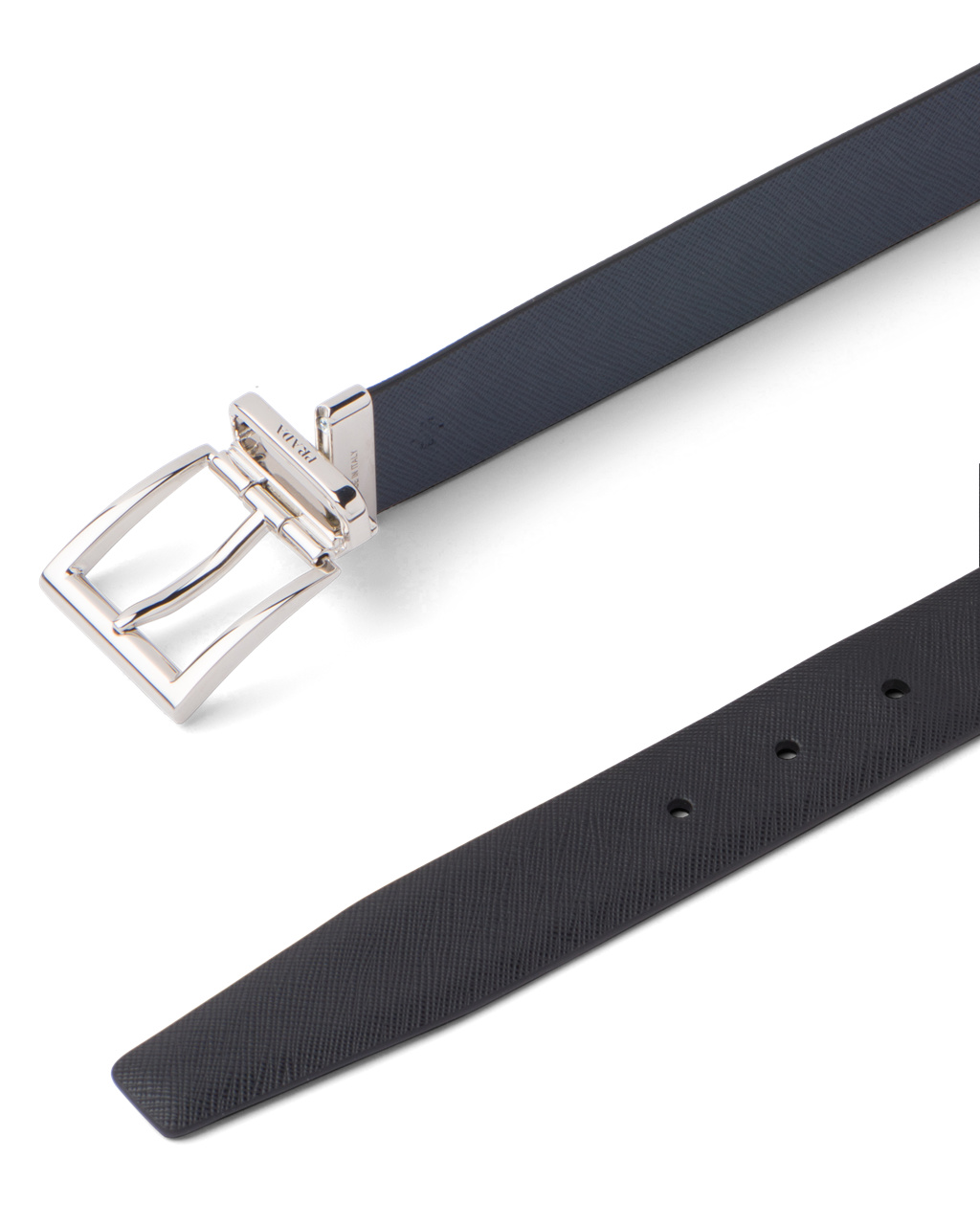 Prada Saffiano Cuero Reversible Belt Negras Azules | 80471-CGLW