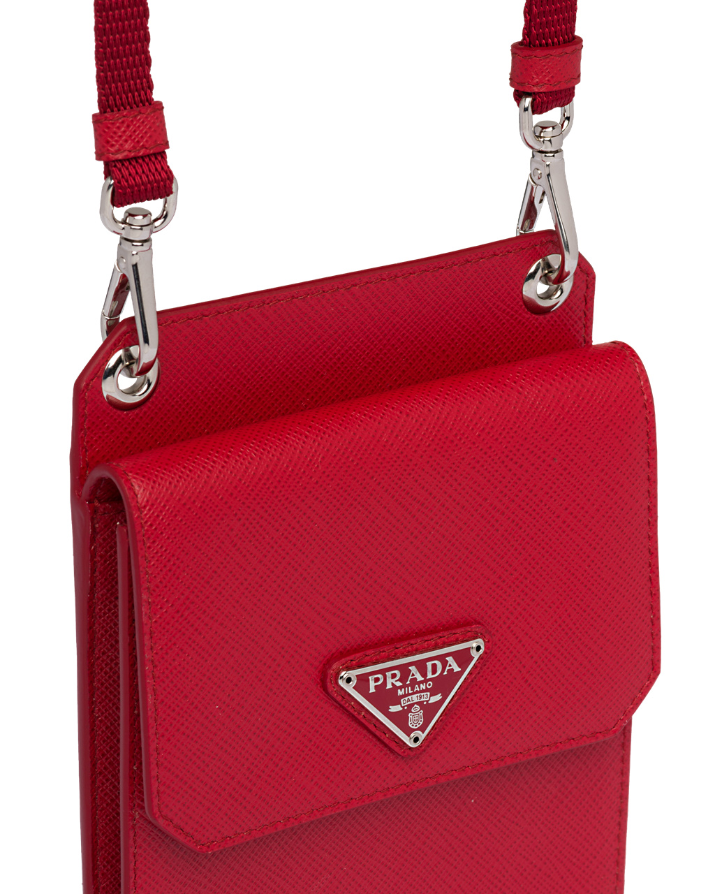 Prada Saffiano Cuero Smartphone Case Rojas | 28493-KHFL