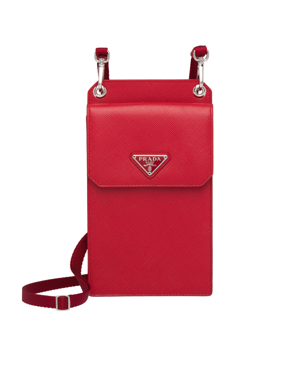 Prada Saffiano Cuero Smartphone Case Rojas | 28493-KHFL