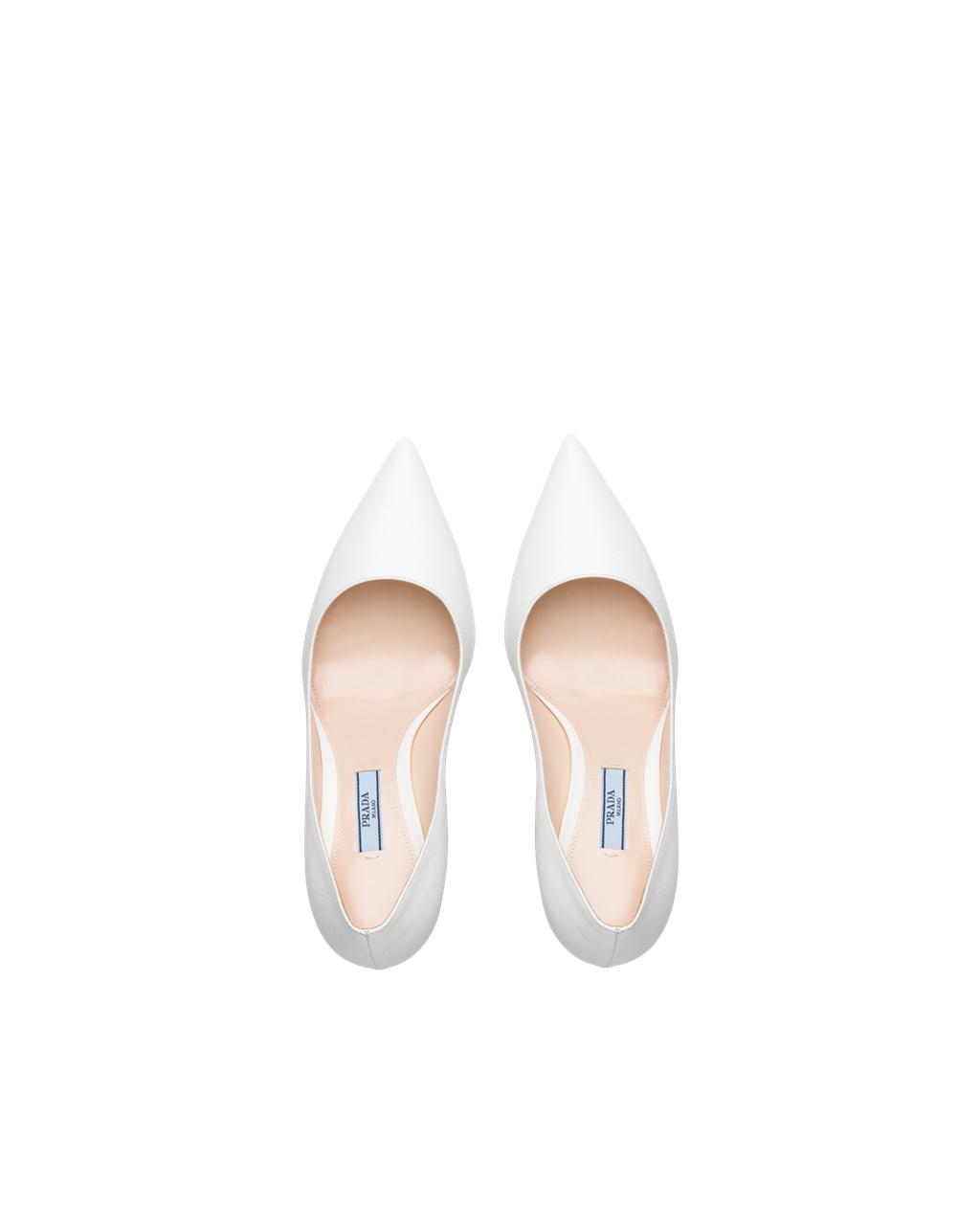 Prada Saffiano Textured Charol Cuero Pumps Blancas | 96385-YDCX