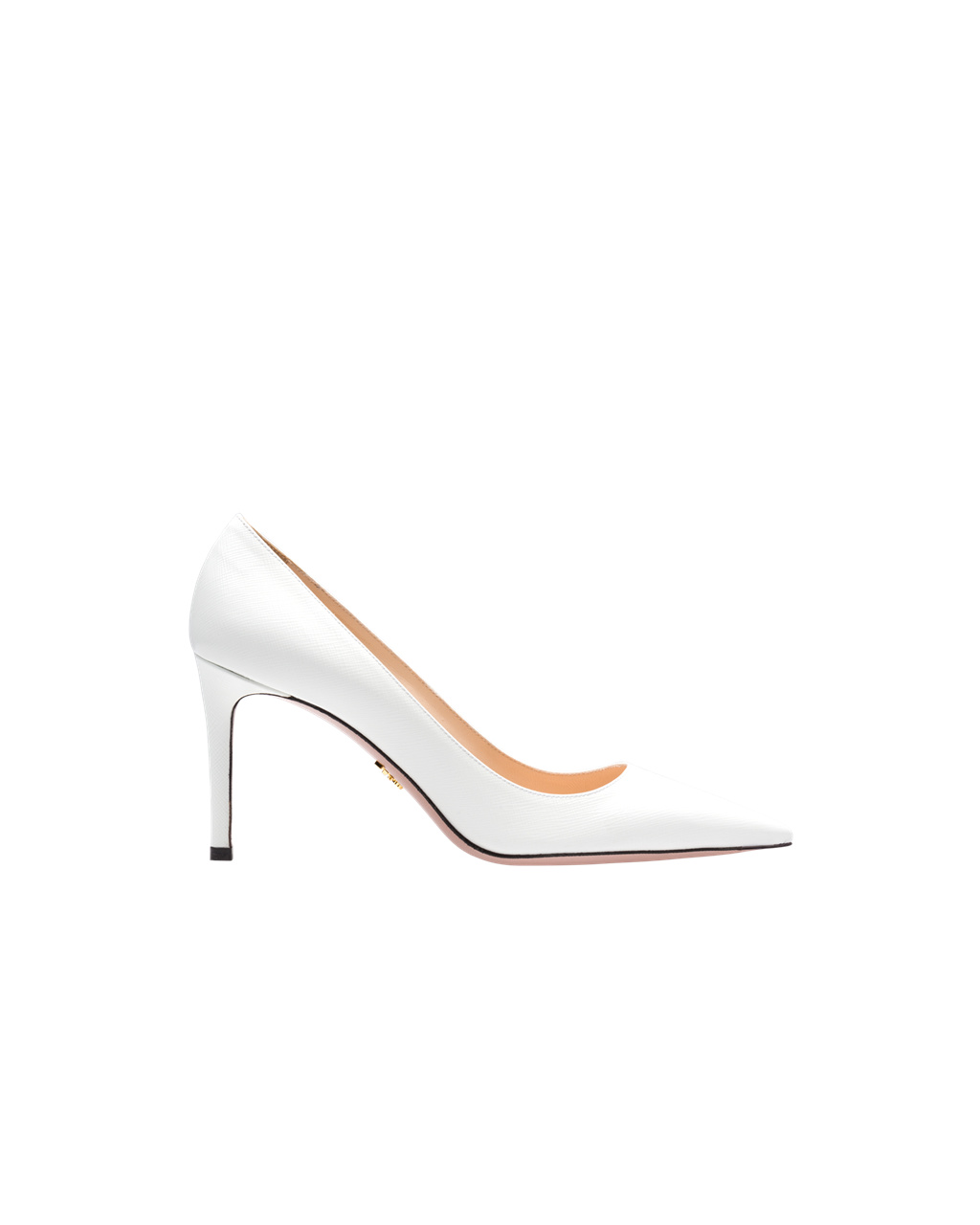 Prada Saffiano Textured Charol Cuero Pumps Blancas | 96385-YDCX