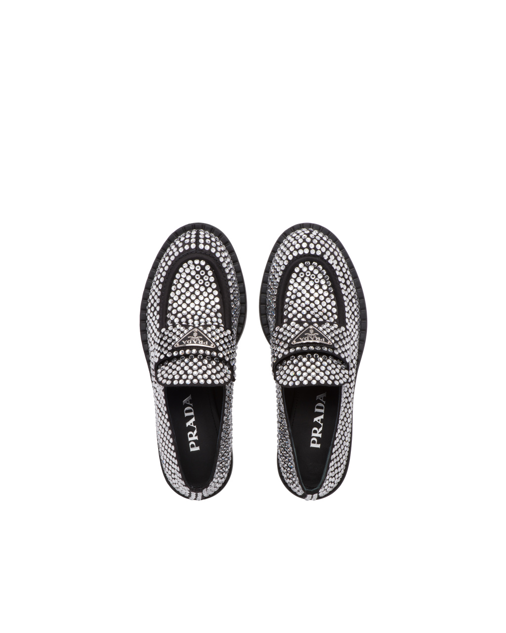 Prada Satin Loafers With Crystals Crystal | 16307-EUMY