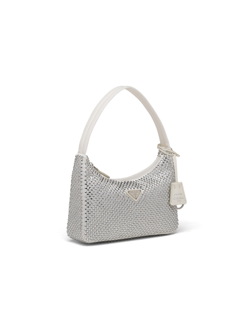 Prada Satin Mini-bag With Artificial Crystals Blancas | 51628-OUXE