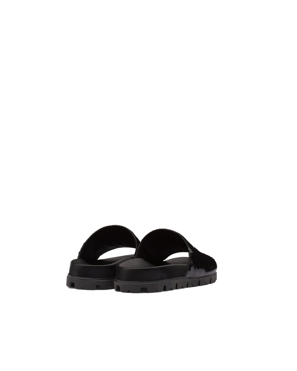 Prada Sequin Slides Negras Blancas | 53970-GYVH