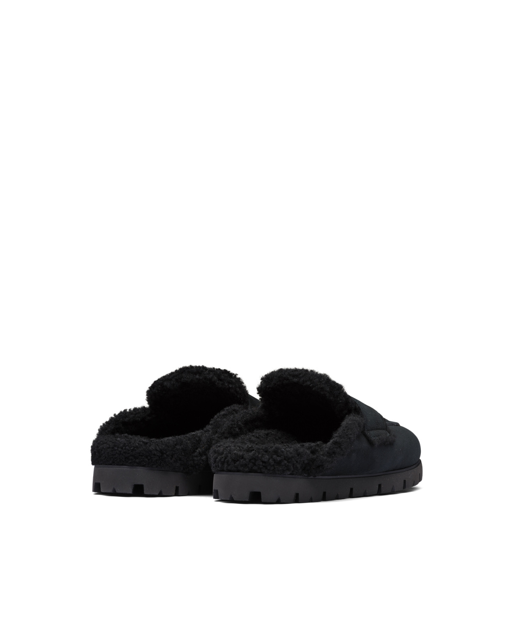 Prada Shearling Sabots Negras | 81476-FBLJ