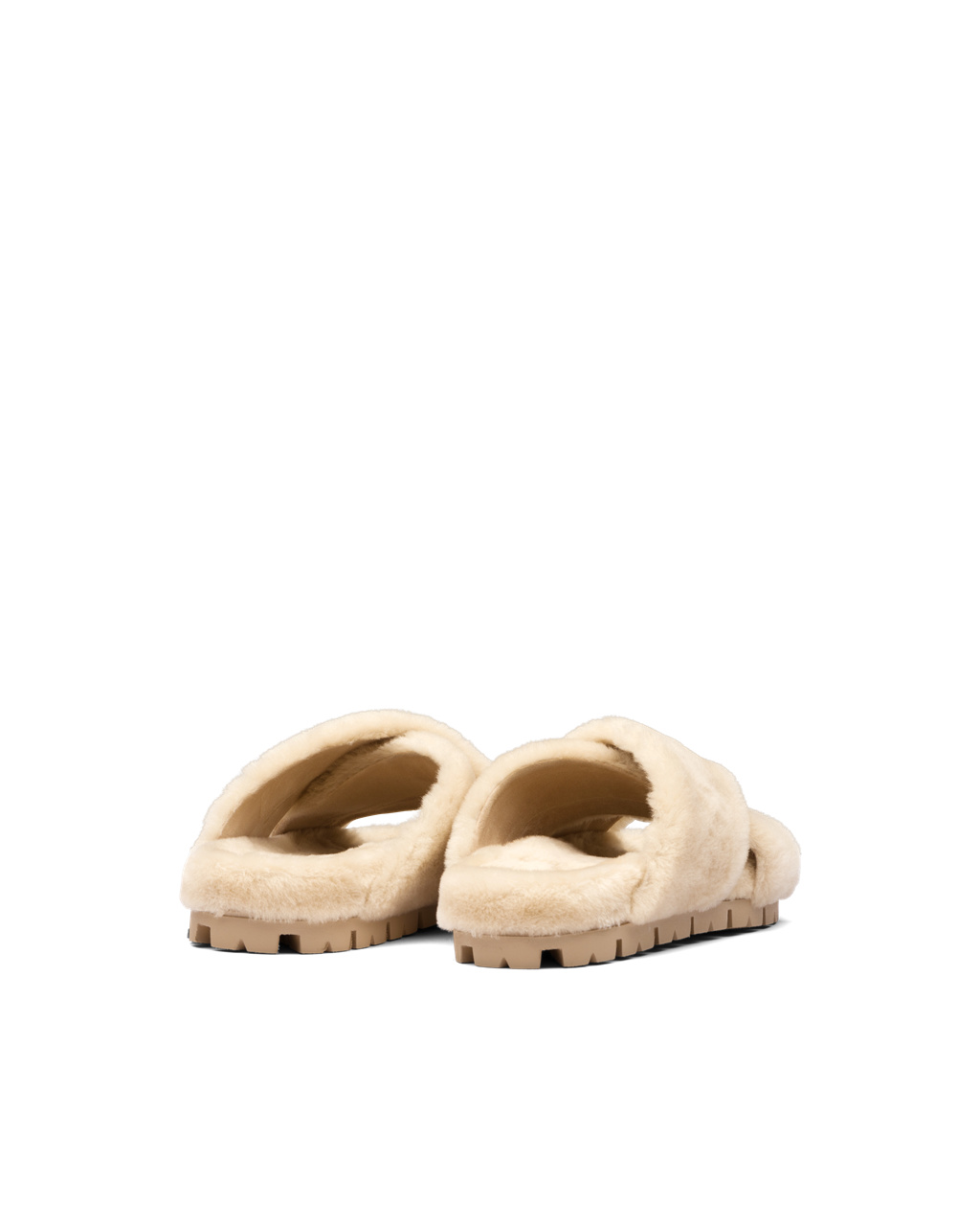 Prada Shearling Sandals Ecru | 19850-RIOW