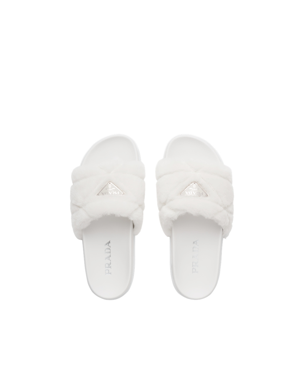 Prada Shearling Slides Blancas | 89205-NIWA