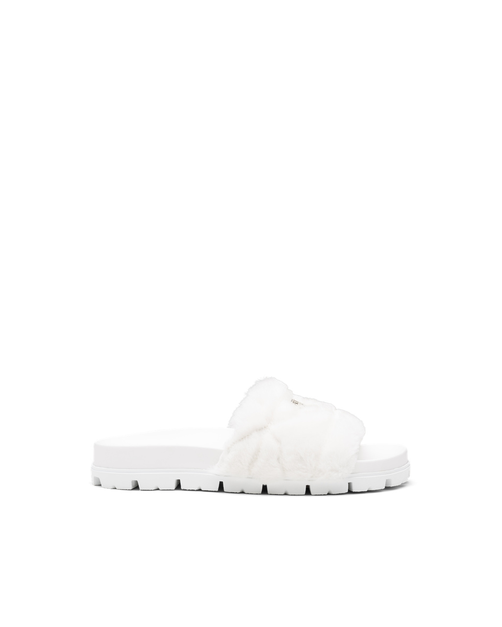 Prada Shearling Slides Blancas | 89205-NIWA