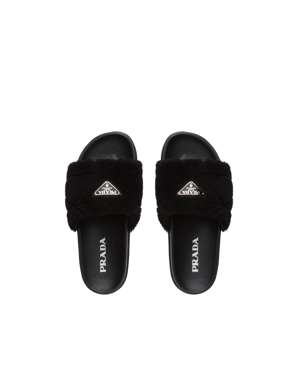 Prada Shearling Slides Negras | 25704-HGRQ