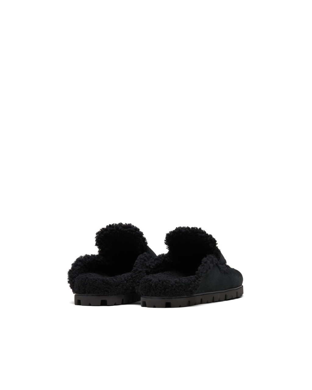 Prada Shearling Slippers Negras | 31952-ABWV