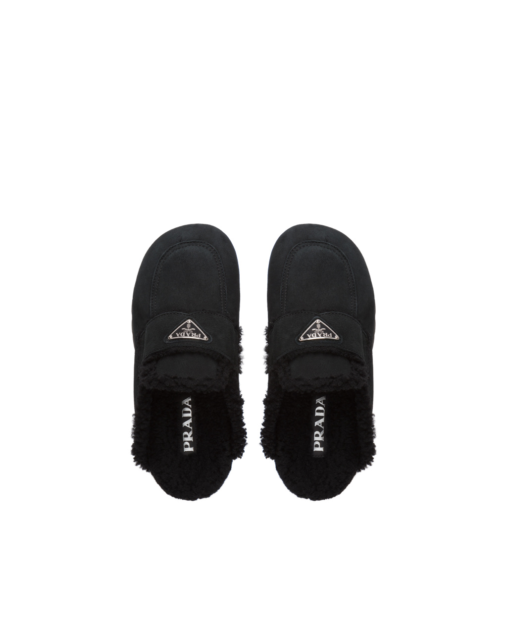 Prada Shearling Slippers Negras | 31952-ABWV