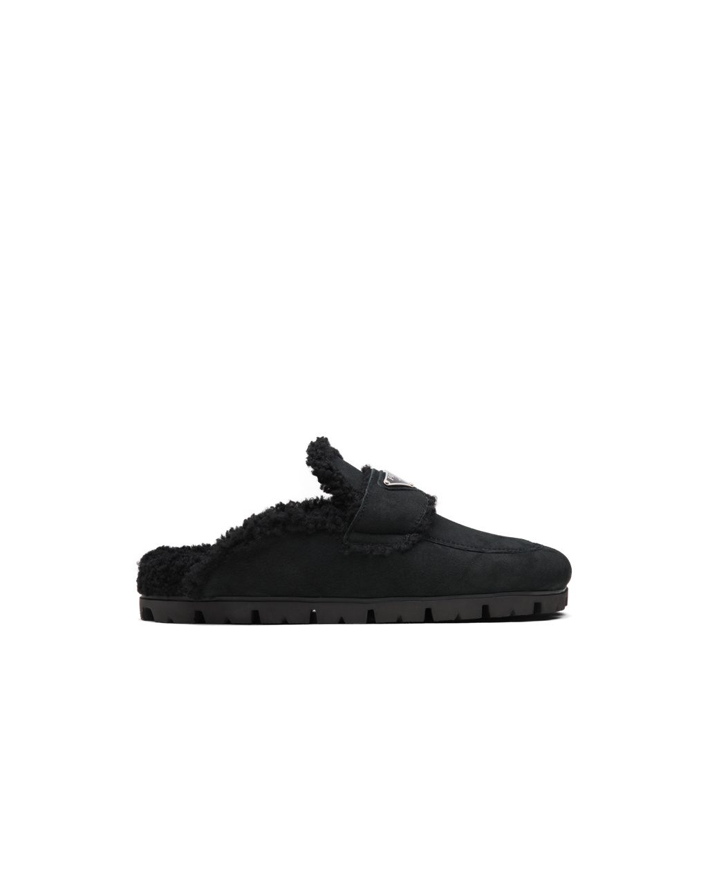 Prada Shearling Slippers Negras | 31952-ABWV