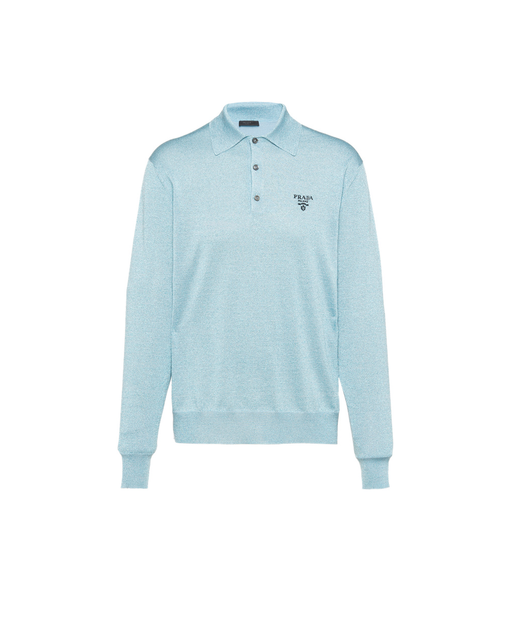 Prada Silk Polo Shirt Azul Marino | 26730-SQIO