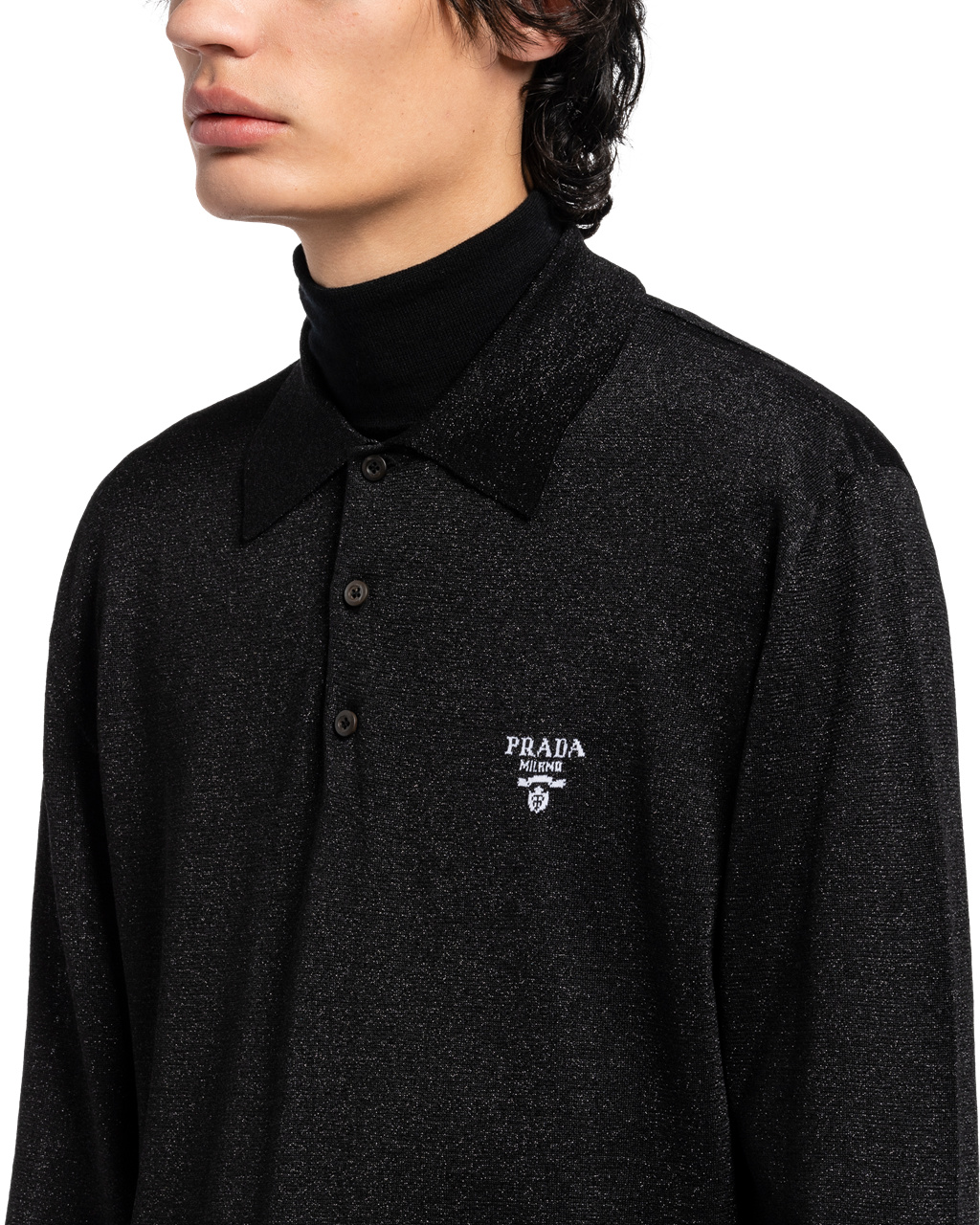 Prada Silk Polo Shirt Negras | 18537-LFKJ