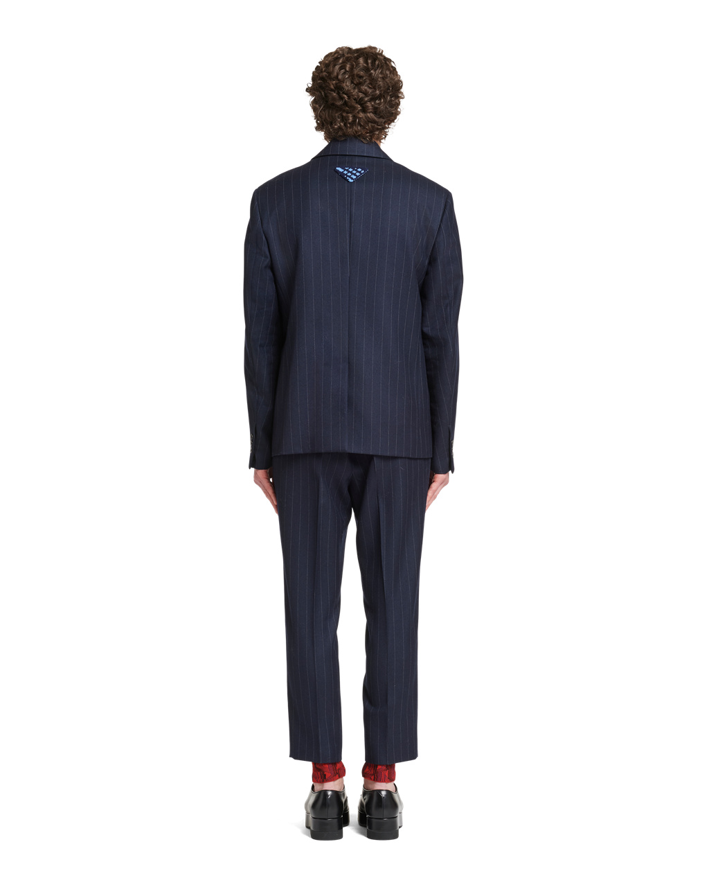 Prada Single-breasted Pinstriped Wool Jacket Azul Marino | 14507-OJKW