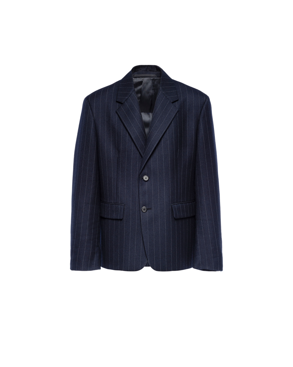 Prada Single-breasted Pinstriped Wool Jacket Azul Marino | 14507-OJKW