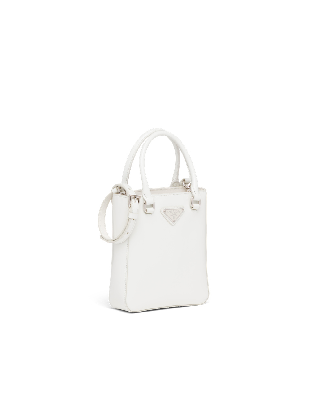 Prada Small Brushed Cuero Tote Blancas | 60128-FHPK