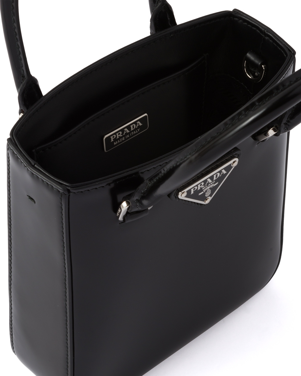 Prada Small Brushed Cuero Tote Negras | 51832-UAWY