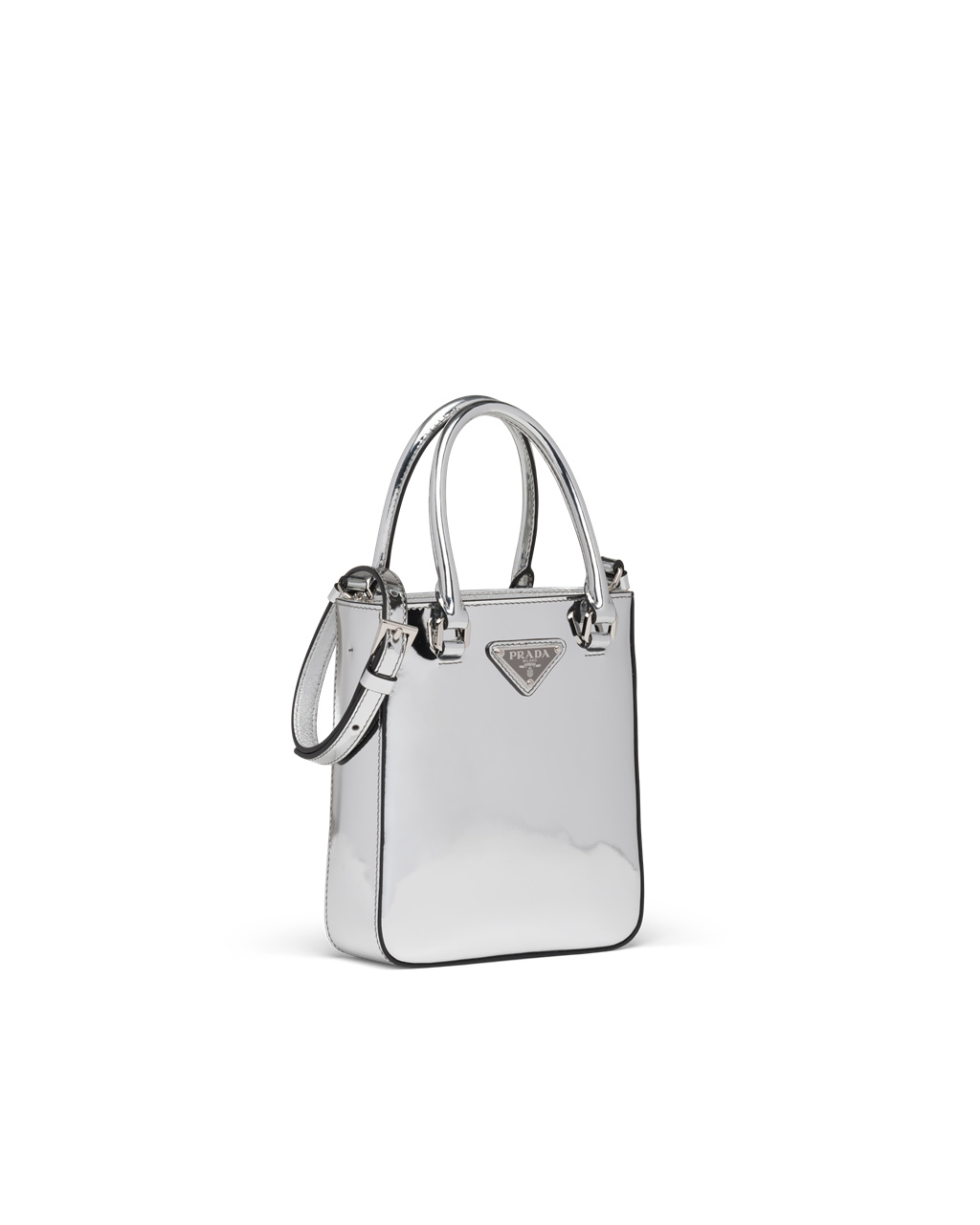 Prada Small Brushed Cuero Tote Plateadas | 94051-CNQD