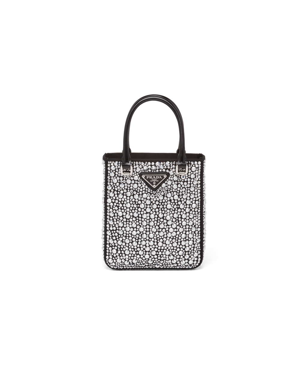 Prada Small Crystal-studded Satin Tote Bag Metal | 98163-YBET