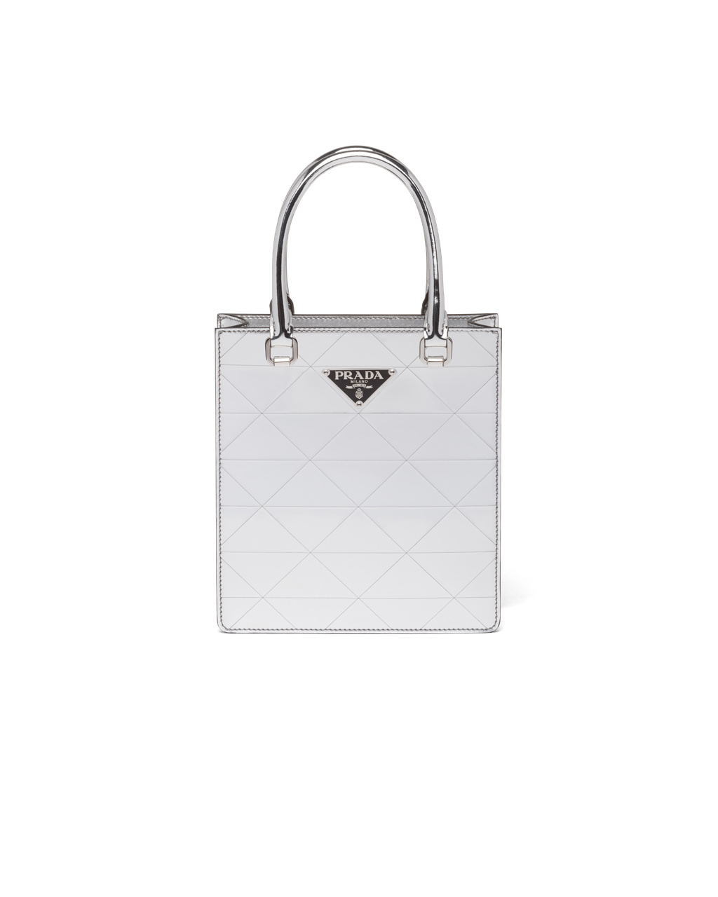 Prada Small Metallic Cuero Tote Bag Plateadas | 13047-BFHG