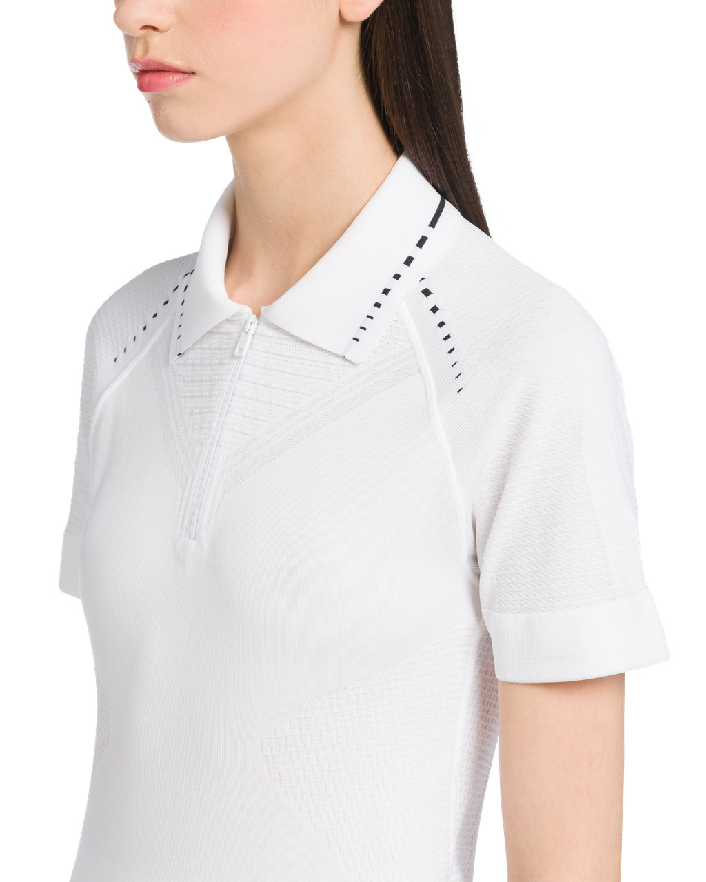 Prada Soft Rec Polyester Polo Shirt Blancas Negras | 75961-XAOD