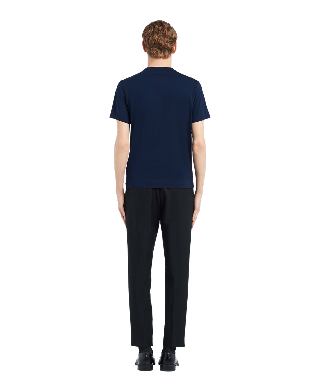 Prada Stretch Algodon T-shirt Azul Marino | 41926-AKYN